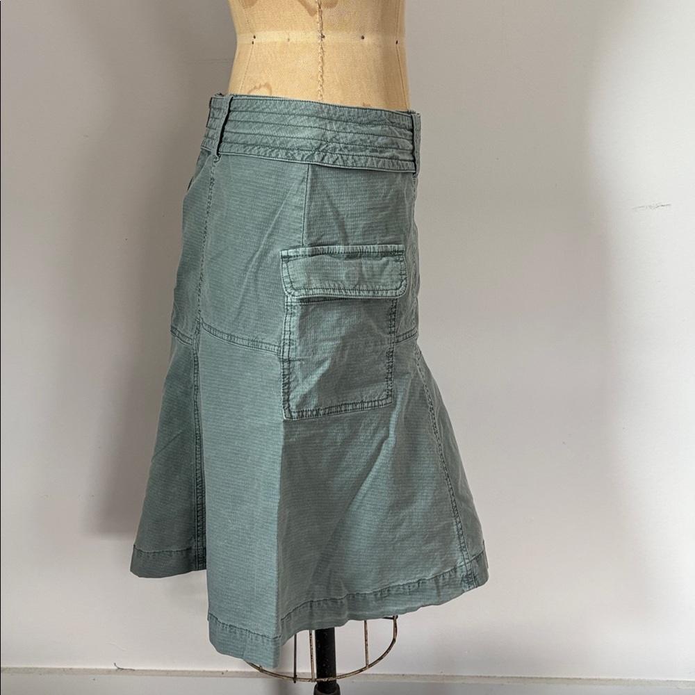 Anthropologie Moss Green Utility Flare A-Line Skirt w/ Pockets 6 - Picture 5 of 11